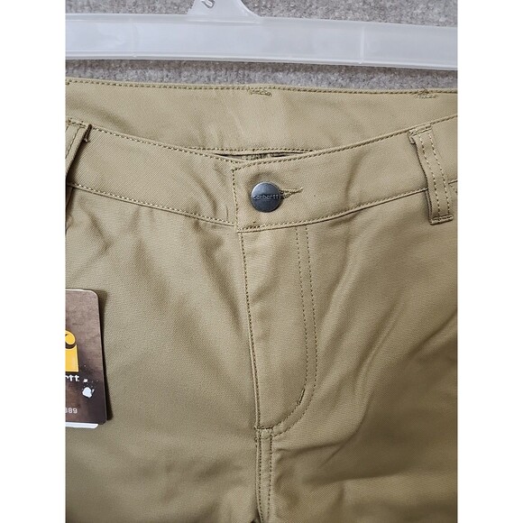 Carhartt Rugged Flex Original Fit Canvas Work Shorts Womens 2 Dark Khaki NEW - Picture 4 of 9